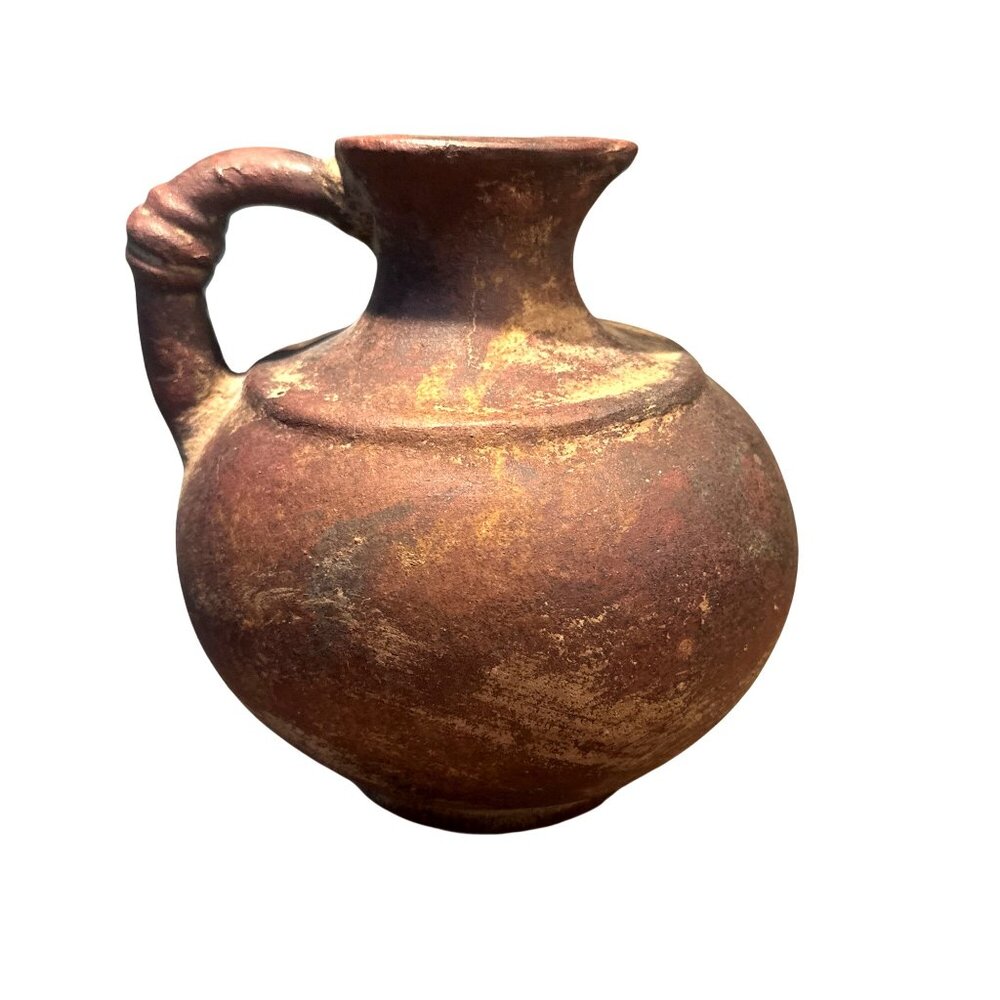 Mexican Terracotta Olla Vessel Rustic Folk Pottery Sculptural Deco Vintage Water - Picture 4 of 12